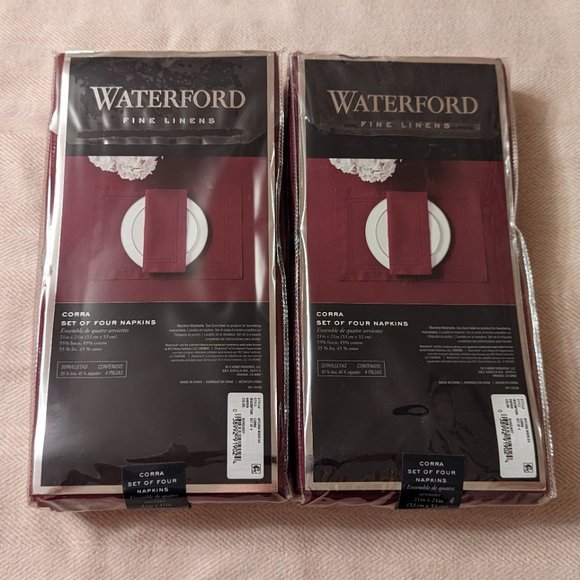 NWT Waterford "Corra" Linen Napkins SET of 8 - Picture 5 of 11